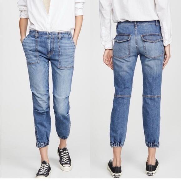 Nili Lotan Military Cropped Mid Rise Jogger Jeans - Picture 1 of 11